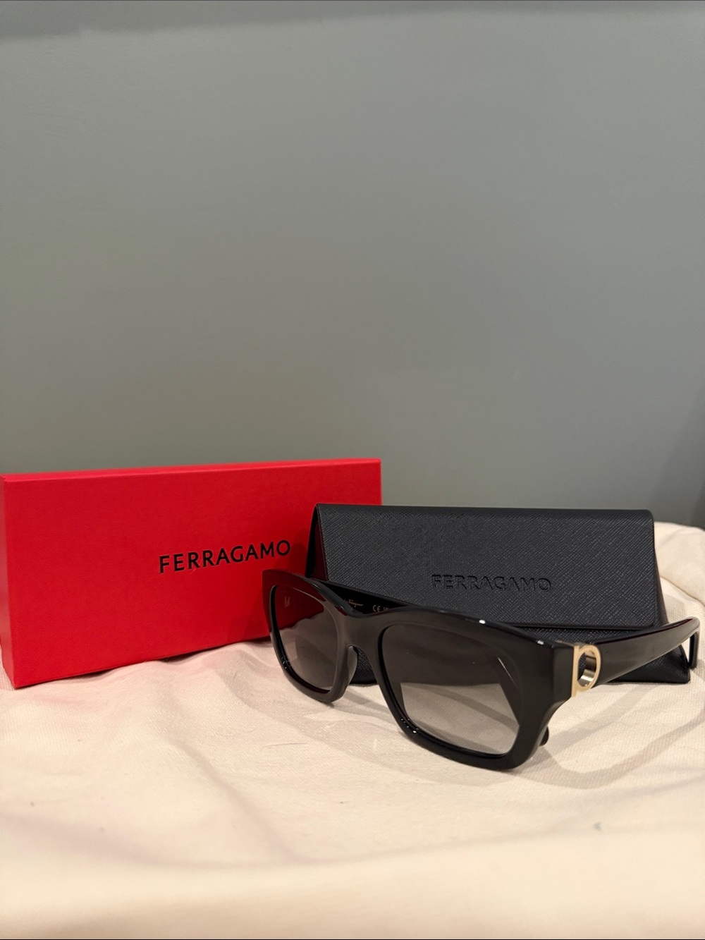 Salvatore Ferragamo Black Women's Sunglasses with Gold Accent